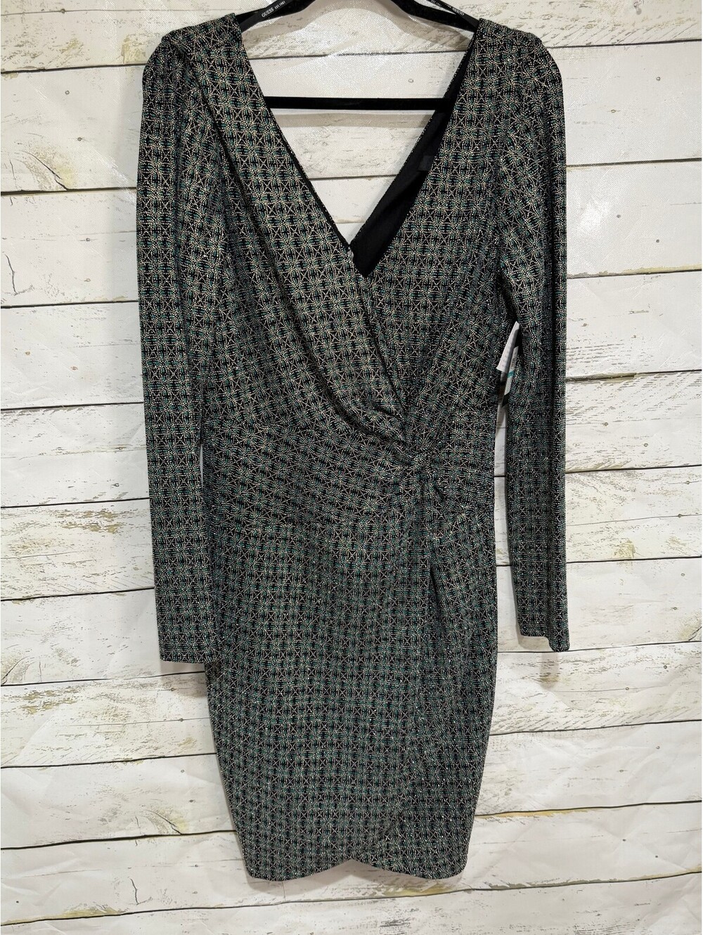 $129 GUESS Metallic Dew-Drop Knit Dress Emerald Multi Size 16 NWT